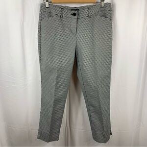 Hilary Radley Women's Crop Pants Black White Geometric Straight Size 8 Cotton